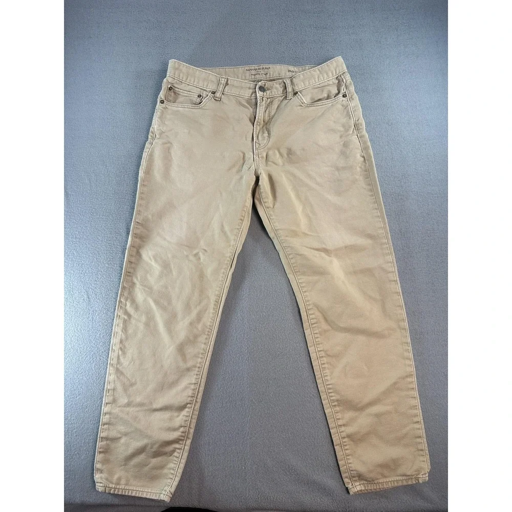 Banana Republic Travel Jean Jeans Mens 34x32 Beige Athletic Tapered Denim